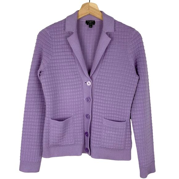 Talbots Pure Merino Wool Textured Cardigan Sweater Lavender Women's Small Petite - Picture 1 of 4